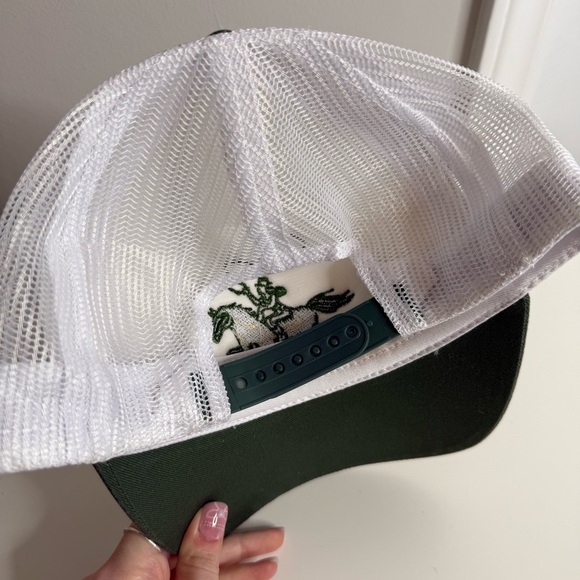 Understated Leather Free People Giddy Up Trucker Hat Green Cream NWT $38 - Picture 4 of 9